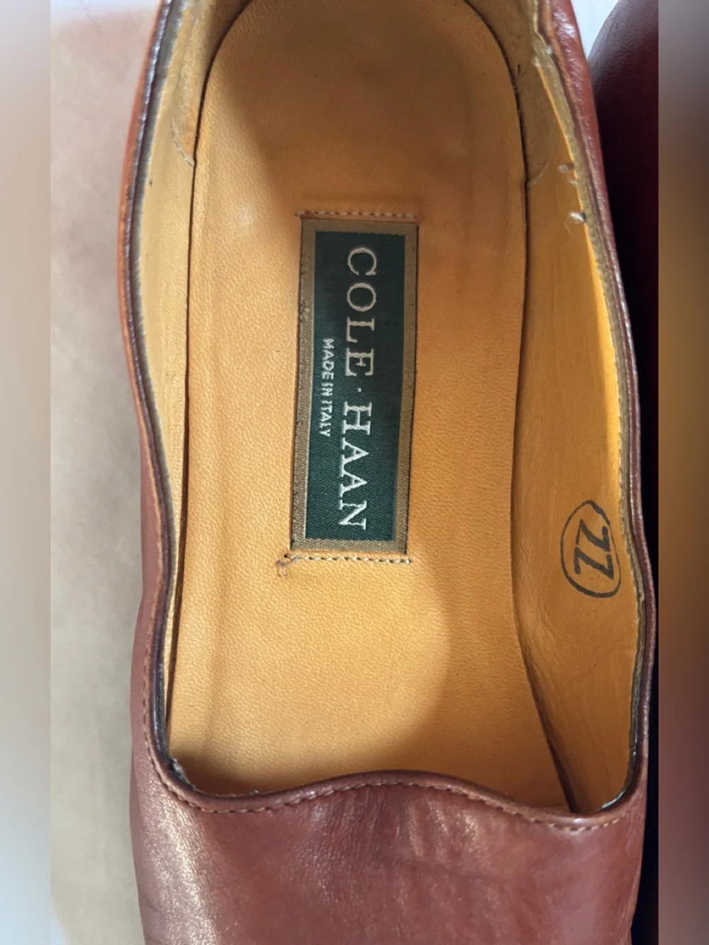 Cole Haan Women 7B Brown Leather Loafers Made in Italy Vintage Slip On Flats